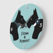 Personalisiert Scottie Dog Couple Große Wanduhr (Winkel)