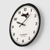 Personalisiert Scottie Dog Individuelle Name Black Große Wanduhr (Winkel)