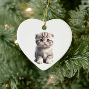 Personalisiert Scottish Fold Kitten Keramik Ornament