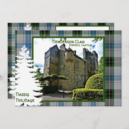 Personalisiert Scottish Henderson Clan Tartan Feiertagskarte (Vorne/Hinten)
