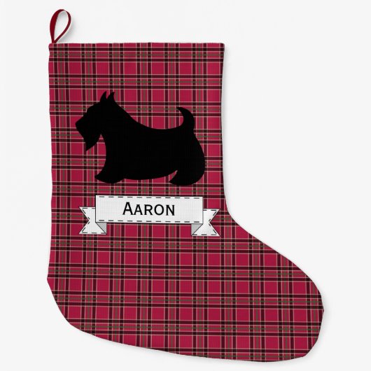 Personalisiert Scottish Terrier Weihnachtszeit Str Großer Weihnachtsstrumpf (Vorderseite)