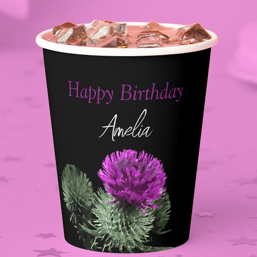 Personalisiert Scottish Thistle Birthday Pappbecher