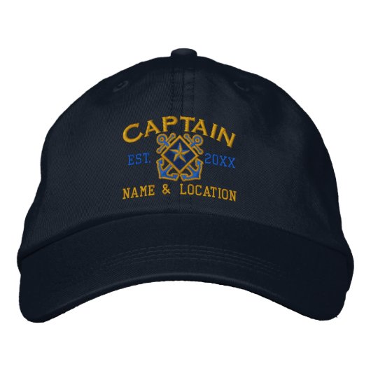 Personalisiert Sea Captain Nautical Star Stickerei Bestickte Baseballkappe (Vorderseite)