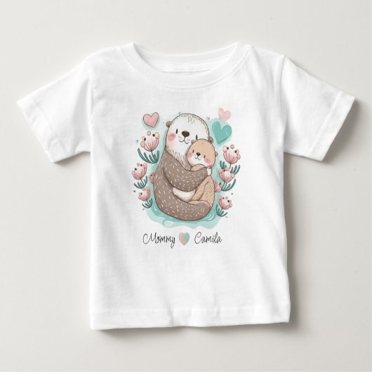 Personalisiert Sea Otter Liebe Baby T - Shirt (Vorderseite)