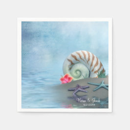 Personalisiert Seashells Wedding Napkins Serviette