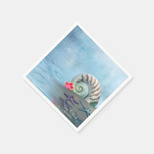 Personalisiert Seashells Wedding Napkins Serviette (Ecke)