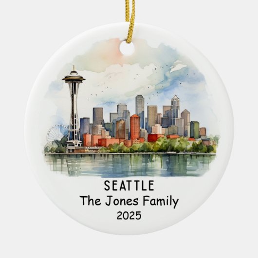 Personalisiert Seattle Ornament, Washington Keramik Ornament (Vorne)