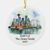 Personalisiert Seattle Ornament, Washington Keramik Ornament (Vorne)