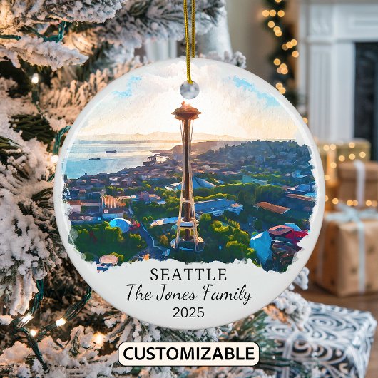 Personalisiert Seattle Ornament, Washington Staat Keramik Ornament