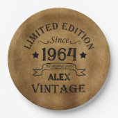 Personalisiert sechzigste Vintage 60. Geburtstagsp Pappteller (Vorderseite)
