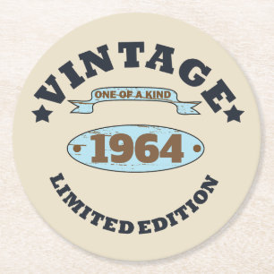 Personalisiert sechzigste Vintage 60. Geburtstagsp Runder Pappuntersetzer