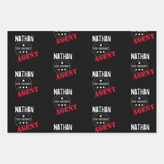 Personalisiert Secret Agent / Spy Top Secret Geschenkpapier Set (Vorderseite)