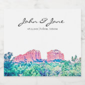 Personalisiert Sedona Arizona Hochzeit Schaumweinetikett (Einzelnes Label)