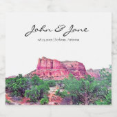Personalisiert Sedona Arizona Hochzeit Schaumweinetikett (Einzelnes Label)
