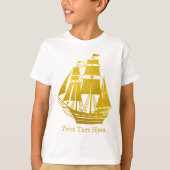 Personalisiert Segelschiff Imitate Gold Nautical T T-Shirt (Vorderseite)