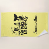 Personalisiert sei eine Meerjungfrau und mach Wave Strandtuch (Vorderseite)