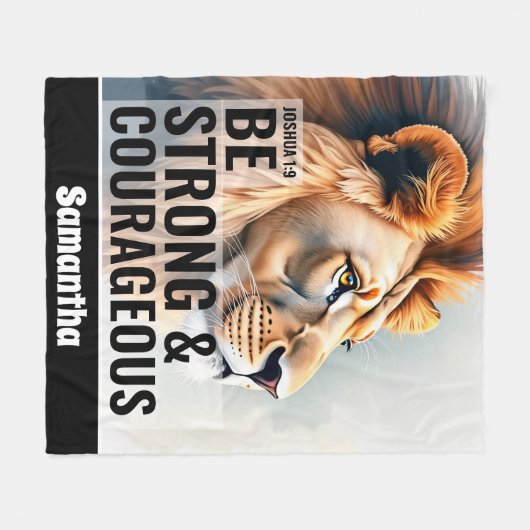 Personalisiert sein stark und mutig Christlich Fleecedecke (Vorderseite (Horizontal))