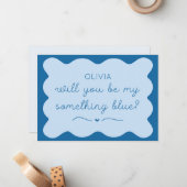 Personalisiert sein, was mein blaues Wavy Handschr Mitteilungskarte (Vorderseite/Rückseite Beispiel)