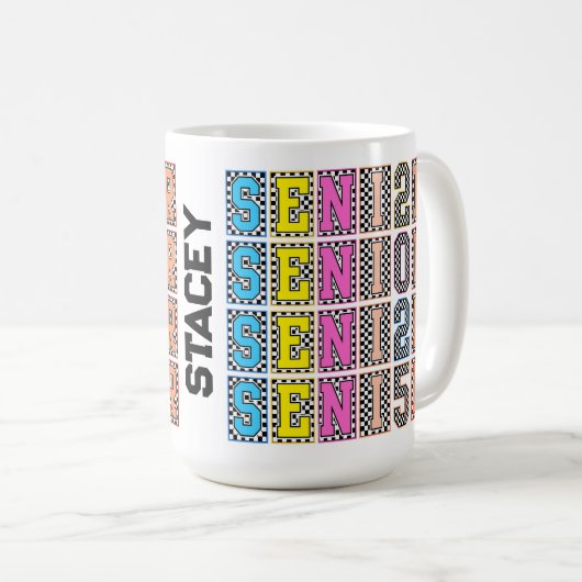 Personalisiert Senior 2025 Kaffeetasse (VorderseiteRechts)