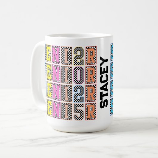 Personalisiert Senior 2025 Kaffeetasse (Vorderseite Links)