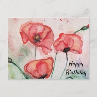 Personalisiert Sentiment Card Wasserfarbenmohn Postkarte