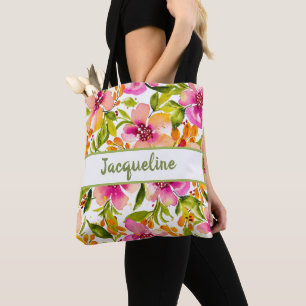 Personalisiert Serena Watercolor Blumenbeutel Tasche