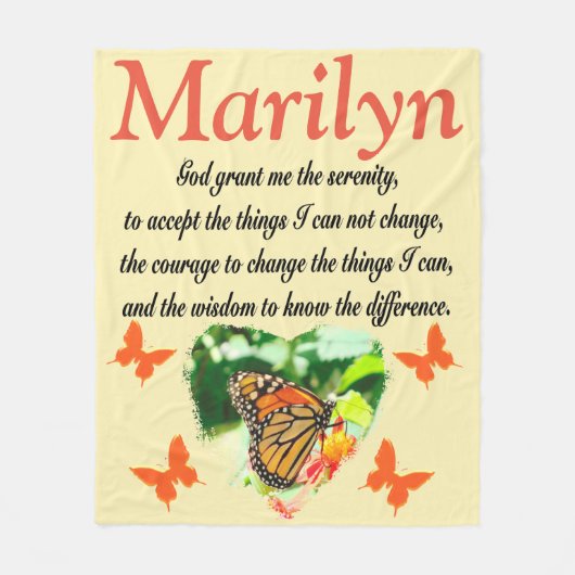PERSONALISIERT SERENITY PRAYER PERSONALISIERT BLAN FLEECEDECKE (Vorderseite)