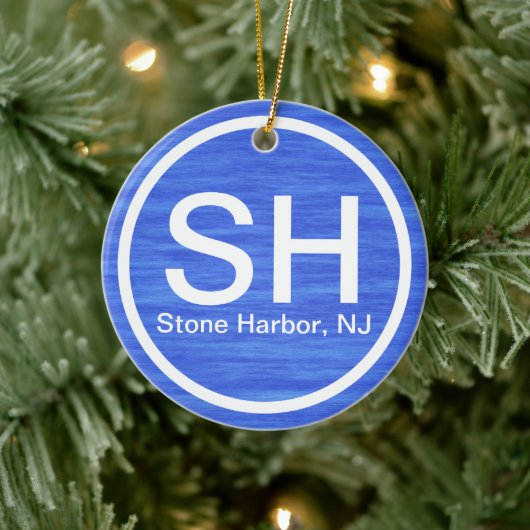 Personalisiert SH NJ Stone Harbour New Jersey Beac Keramik Ornament (Baum)