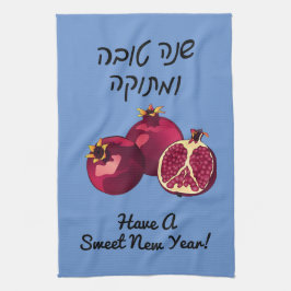 Personalisiert Shanah Tovah Granatblau Geschirrtuch