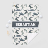 Personalisiert Shark Golf Handtuch | Aquarellhaie (Insitu)