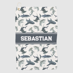 Personalisiert Shark Golf Handtuch Aquarellhaie