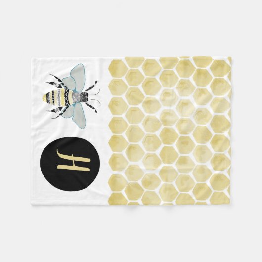 Personalisiert Sherpa Biene Honigwabenkraut Fleecedecke (Vorderseite (Horizontal))
