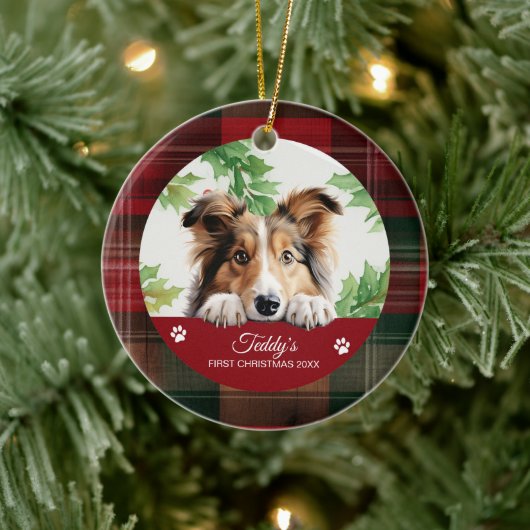 Personalisiert Shetland Sheepdog Weihnachten Keramik Ornament (Baum)