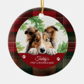 Personalisiert Shetland Sheepdog Weihnachten Keramik Ornament (Vorne)