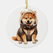 Personalisiert Shiba Inu Dog Keramik Ornament (Vorne)