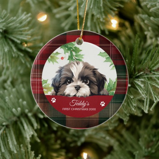 Personalisiert Shih Tzu Christmas Keramik Ornament (Baum)