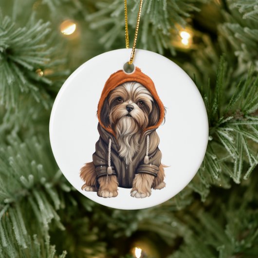 Personalisiert Shih Tzu Dog Art Keramik Ornament (Baum)