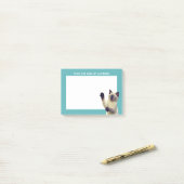 Personalisiert Siamese Kitten Aquamarin Blue Post-it Klebezettel (Auf Schreibtisch)