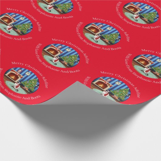 Personalisiert Siamese Kitty Cat Weihnachten Geschenkpapier (Ecke)