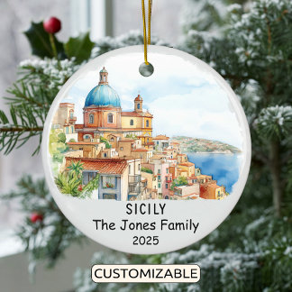Personalisiert Siciliy Ornament, Italien Keramik Ornament