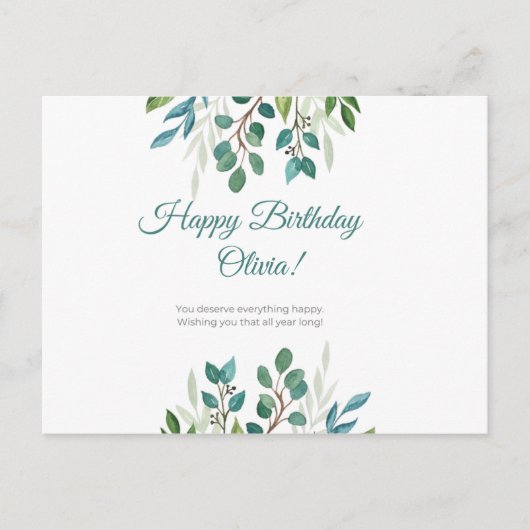 Personalisiert - Sie verdienen alles glücklich Postkarte (Vorderseite)