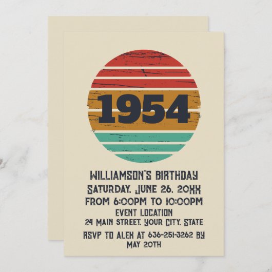 Personalisiert siebzig Vintagen 70. Geburtstag Einladung (Vorne/Hinten)