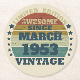 Personalisiert siebzig Vintagen 70. Geburtstag Runder Pappuntersetzer