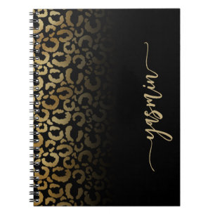 Personalisiert Signature Black Gold Leopard Spots Notizblock