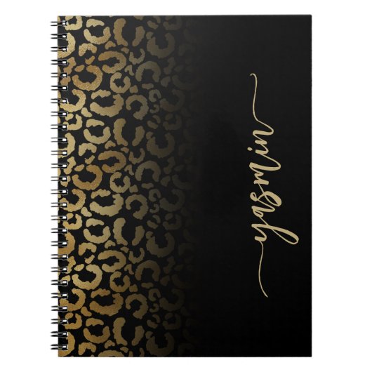 Personalisiert Signature Black Gold Leopard Spots Notizblock (Vorderseite)