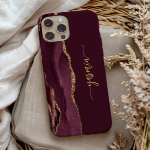 Personalisiert Signature Burgundy Gold Agate Case-Mate iPhone Hülle