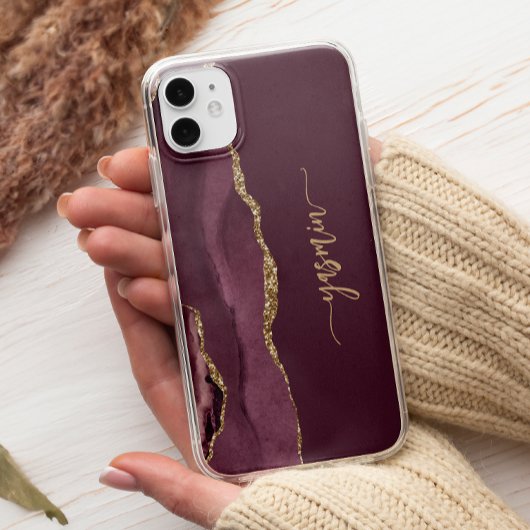 Personalisiert Signature Burgundy Gold Agate Case-Mate iPhone Hülle