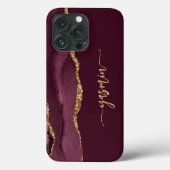 Personalisiert Signature Burgundy Gold Agate Case-Mate iPhone Hülle (Rückseite)