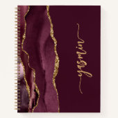 Personalisiert Signature Burgundy Gold Agate Notizblock (Vorderseite)