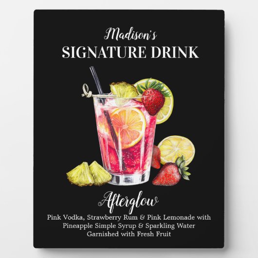 Personalisiert Signature Drink Rum Vodka Lemonade Fotoplatte (Vorderseite)
